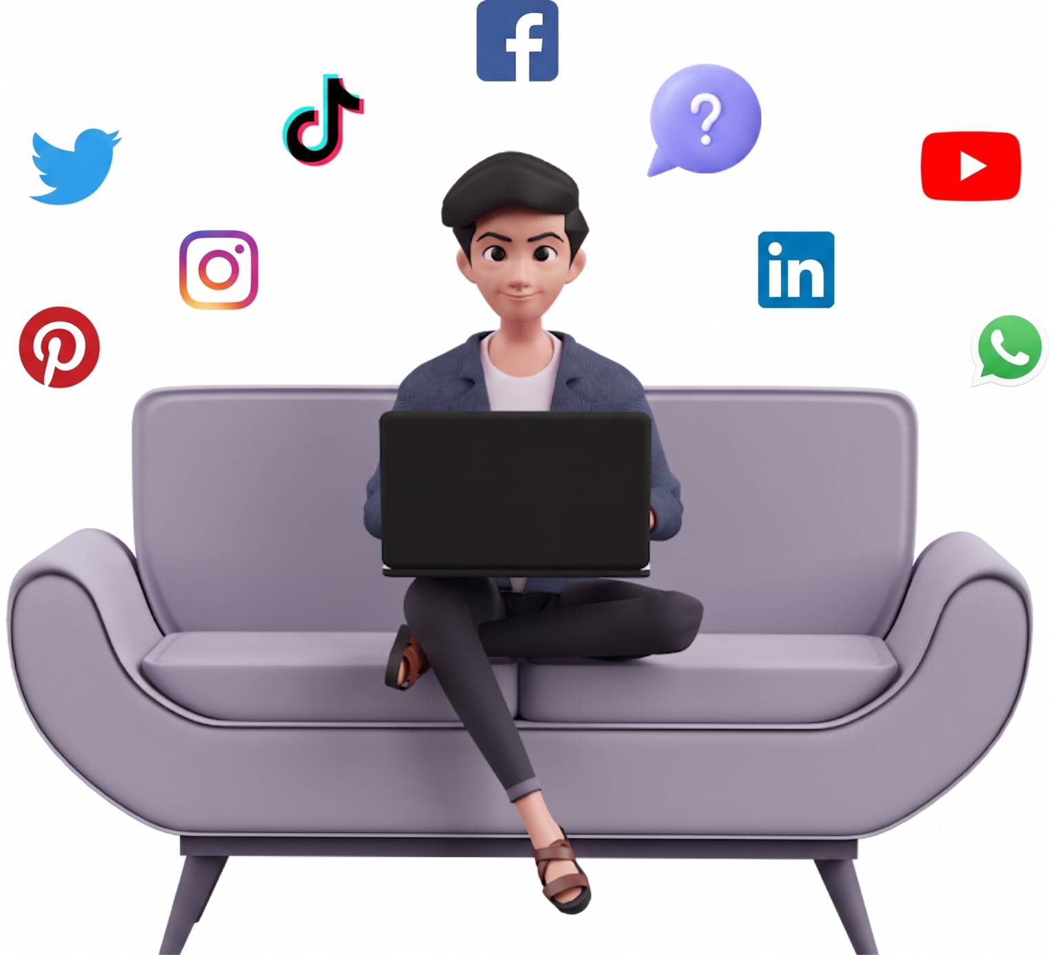 faq boy with logos